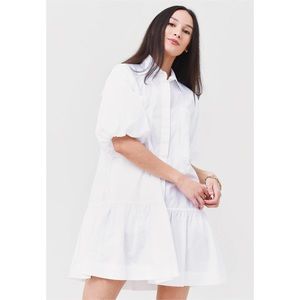 Jonathan Simkhai Crissy Poplin Shirt Dress White Button Front Size XS Mini